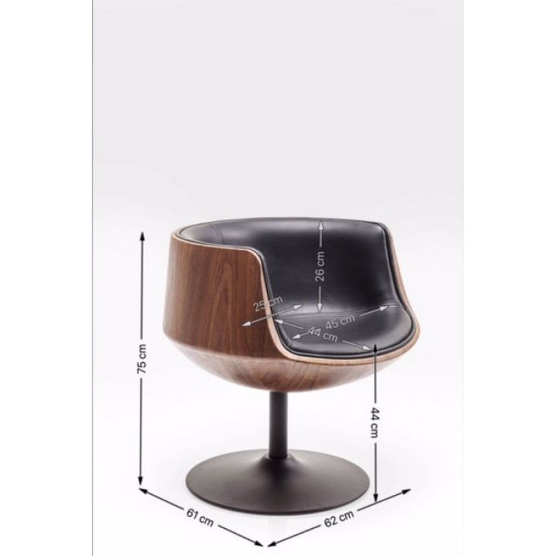 Swivel Armchair Club Walnut